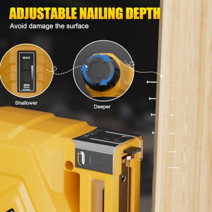 3-In-1 Small 21V Cordless Staple Gun, 18 GA Electric Brad Nailer - color: Yellow