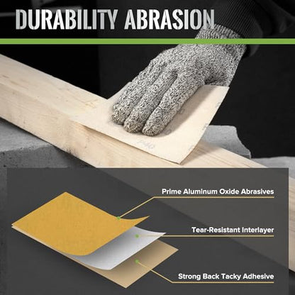 1/4 Sandpaper Sheet 320 Grit 40PCS 4.5 x 5.5 Inch Hook and Loop Sandpaper 1/4 Sheet Sanding Discs for Palm Sander,Wood,Metal,Automotive - style: 320grit