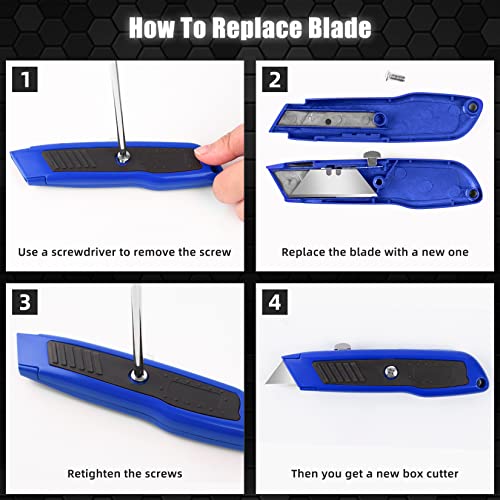 DIYSELF 2 Pack Box Cutter Retractable, Utility Knife with Aluminum Shell - color: Blue, size: 2-Pack