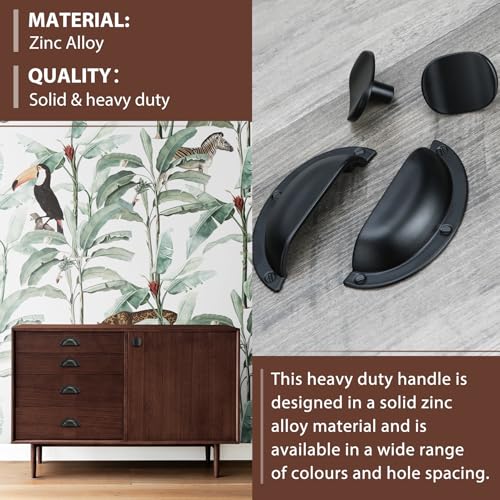 12 Pack Matte Black zinc Alloy Solid Cabinet Knobs,Single Hole Drawer Square knob Handles for Cabinets and Dresser Drawers Rustic 877 - color: Matte Black, size: 12 Pack