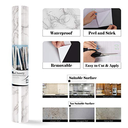 LACHEERY Large Wide 36 x 317 Inch Faux Marble Contact Paper Peel and Stick Grey White Countertop Contact Paper Decorative Marble Wallpaper for Bathroom RV Countertops Walls Desk Marble Paper Vinyl - size: 36" x 317"