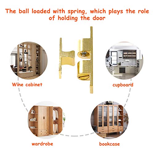 Jiozermi 12Pcs 2"/50mm Double Ball Tension Roller Catch Latch - color: Gold, size: 2"/ 50mm, 12 Pcs