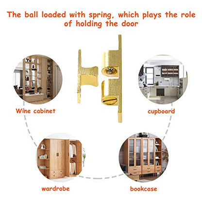 Jiozermi 12Pcs 2"/50mm Double Ball Tension Roller Catch Latch - color: Gold, size: 2"/ 50mm, 12 Pcs