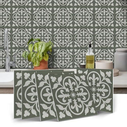 Alwayspon 12 Sheet 6x6inch 3D Thicken Foaming Board Vinyl Backsplash Marble Tiles, Self-Adhesive Peel and Stick Wall Tile Stickers Stick on Subway Tiles for Kitchen Bathroom Wall, Floral - color: Floral 1