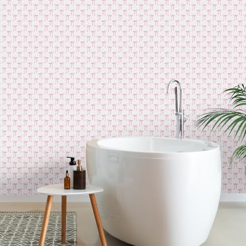 Drydiet Pink Bow Wallpaper Peel and Stick Contact Paper 15.8 in x 118.1 in - color: Pink, size: 15.8 in x 118.1 in, style: Bow