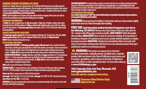 General Finishes Exterior 450 Water Based Wood Stain, 1 Quart, Red Mahogany - color: Red Mahogany, size: 1 Quart