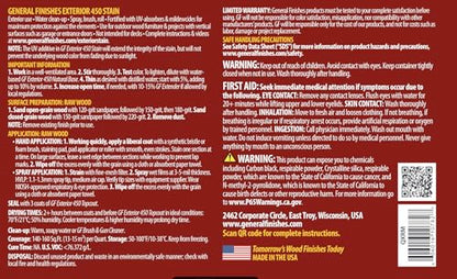 General Finishes Exterior 450 Water Based Wood Stain, 1 Quart, Red Mahogany - color: Red Mahogany, size: 1 Quart