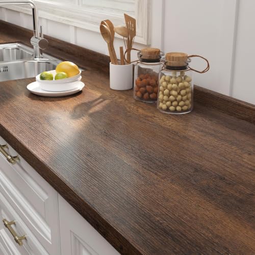 FunStick 15.8"x240" Brown Wood Countertop Contact Paper Peel and Stick Wood Grain Contact Paper for Cabinets Countertops Waterproof Self Adhesive Wood Wallpaper for Table Walls Counter Top Vinyl Wrap - size: 15.8" x 240"