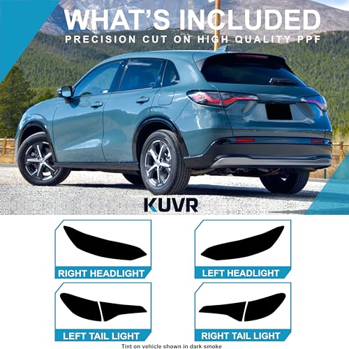 Pre-Cut Headlight Taillight Tint Kit Compatible with Honda HR-V 2023-2026 | Precision Cut Stretchable PPF Vinyl Overlay Cover Wrap (Light Smoke) - color: Light Smoke