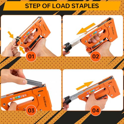 Heavy Duty Upholstery Staple Gun with 4000 Staples - color: Orange