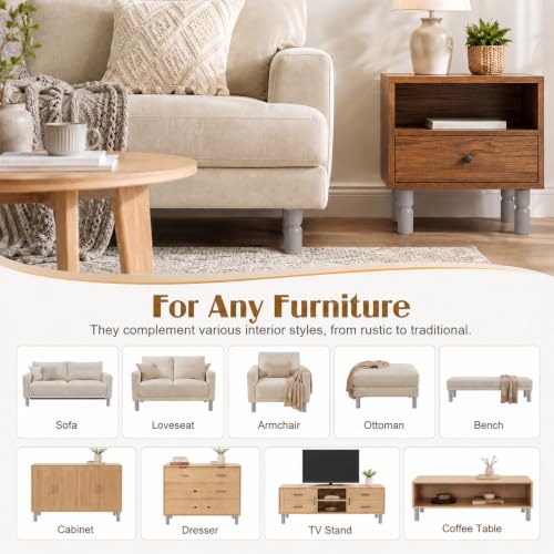 5.1 Inch wooden legs for furniture set of 4 Wood Furniture Legs Couch Feet Colorful Round Sofa Furniture Replacement Solid Wood Furniture Feet for Couch Bed Chair Cabinet Bookcase Dresser Ottoman - color: Grey