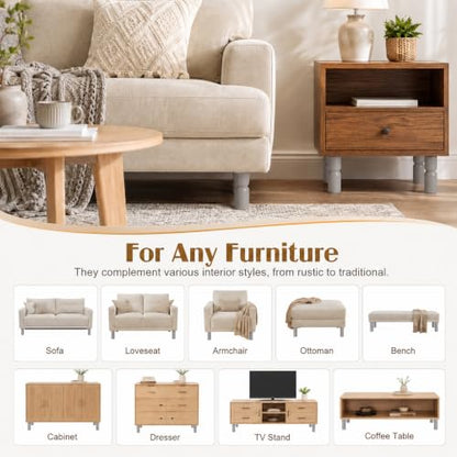 5.1 Inch wooden legs for furniture set of 4 Wood Furniture Legs Couch Feet Colorful Round Sofa Furniture Replacement Solid Wood Furniture Feet for Couch Bed Chair Cabinet Bookcase Dresser Ottoman - color: Grey