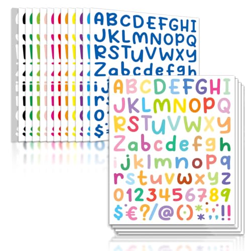 14 Sheets Letter Stickers, 1134 Pcs Colorful Self-Adhesive Vinyl Alphabet Number Stickers, Decor Decals for Graduation Cap, Classroom, Mailbox, Sign, Notebook, DIY Crafts - color: Colorful Cartoon