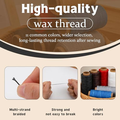 Jupean Waxed Thread for Leather Threads Wax Thread for Leather Sewing - color: Khaki