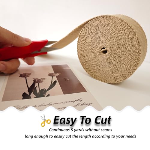 Cotton Webbing 2 Inch 5 Yards for Bag Strap Sewing Crafts, Khaki - color: Kahki