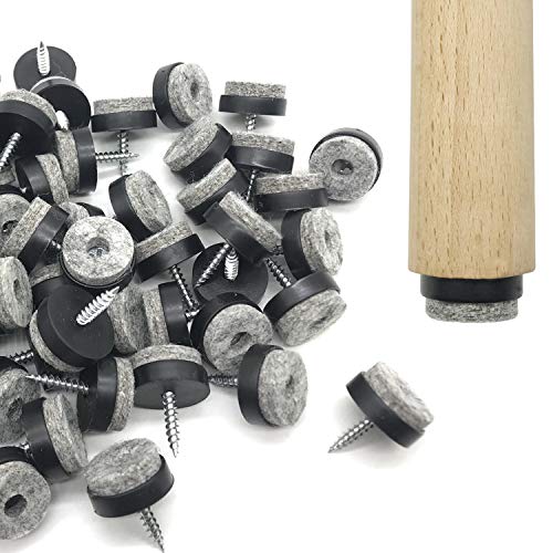 Screw-in Felt Pads - 60pcs 1-1/16 Inch Black Furniture Pads Chair Table Glides Floor Protectors for Wooden Legs Feets - color: Black, size: 1-1/16 Inch
