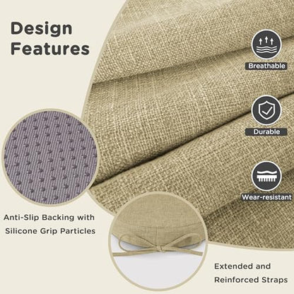 AddGrace Round Bar Stool Cushions with Ties Set of 2 12" Beige - color: Beige