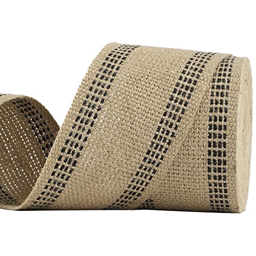 MEEDEE Upholstery 3.5 Inch Webbing Jute Black Craft Webbing Burlap with Black Stitching for Home Decor, Chair, Seat, Furniture, Jute Wreath Bow, Craft Project Rustic Decor (10 Yards) - color: Black, size: 3.5"
