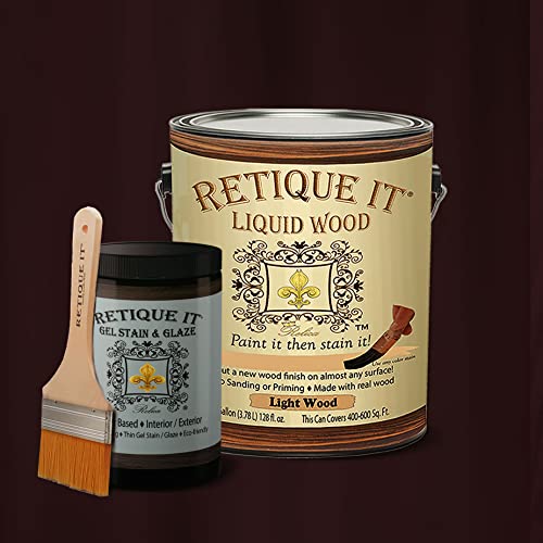 Retique It Gel Stain Liquid Wood Kits Real Paintable Wood. Great Companion to Chalk Finish Paint, Milk Paint, Furniture Paint. (8X Gal (400 sq ft), Brushed Finish, 70 Dark Cherry) - color: 25 Dark Oak, size: 1 Count (Pack of 1), style: Weathered Finish
