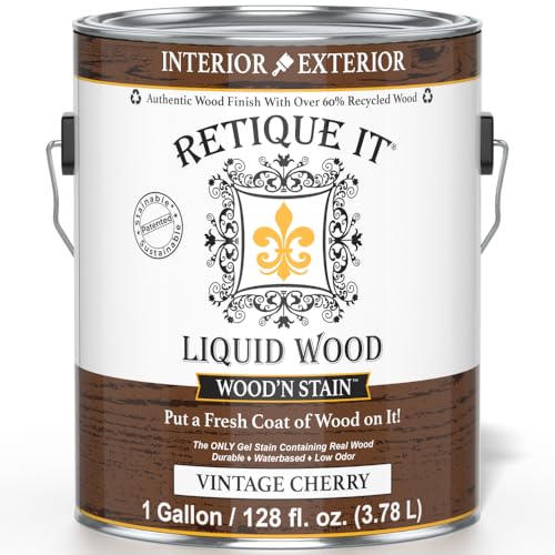 Retique It Wood'n Stain - Liquid Wood Gel Stain Interior/Exterior (128 oz (Gallon), 95 Vintage Cherry) - color: 95 Vintage Cherry, size: 128 Fl Oz