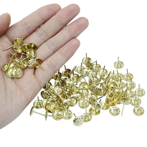 Antique Upholstery Tacks, Gold, 100 Pack, 7/16 Inch - color: Gold