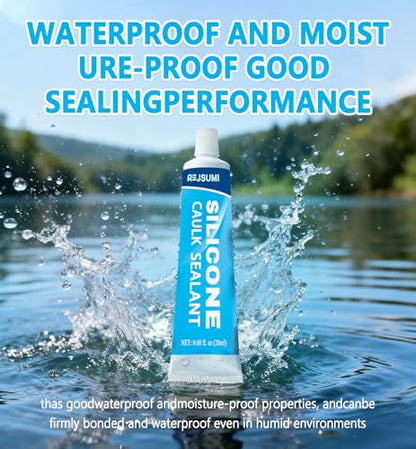 Clear Silicone Caulk, Waterproof & Strong Adhesion Silicone Sealant, 20mL*2 - size: 20ml*2Pack