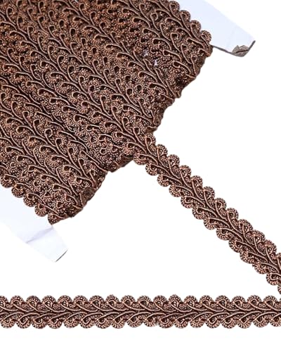 14 Yards Gimp Braid Trim,1/2 inch Gift Wrap Ribbon, Woven Fabric Lace Trim for Upholstery Costume Curtain,Lamp,Jewelry,Decorative Embellishment for Sewing Craft (Coffee) - color: Coffee