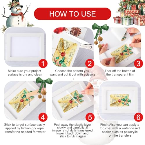 Lincia 10 Sheets Christmas Rub on Transfers for Crafts, Vintage Newspaper - style: Vintage Newspaper