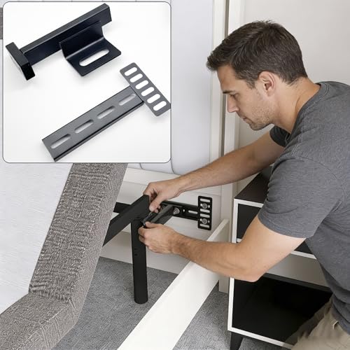 Headboard Brackets for Metal Bed Frame, Universal Adjustable Brackets for Headboard with Footboard Extension Kit Fit Twin Full Queen King, Mattress, Matte Black 2 Packs