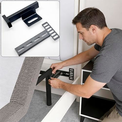 Headboard Brackets for Metal Bed Frame, Universal Adjustable Brackets for Headboard with Footboard Extension Kit Fit Twin Full Queen King, Mattress, Matte Black 2 Packs
