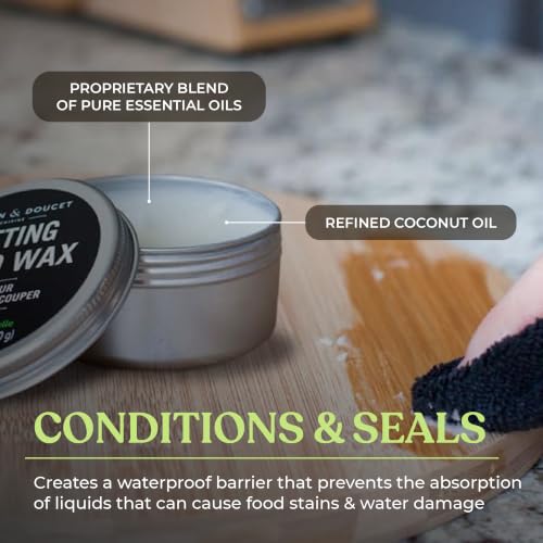Caron & Doucet - Cutting Board & Butcher Block Conditioning Oil & Wood Finishing Wax Bundle | 100% Plant-Based & Vegan, Best for Wood & Bamboo Conditioning & Sealing | Does NOT Contain Mineral Oil!
