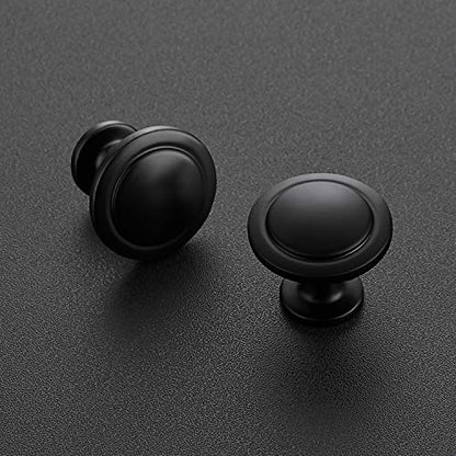 Ravinte Matte Black Round Cabinet Knobs,Zinc Pulls,1-1/4 Inch,30 Pack - color: Black
