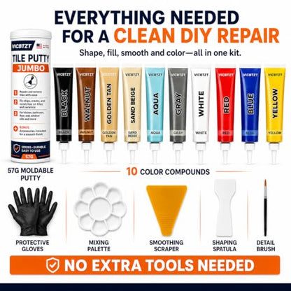 Tile & Stone Repair Kit, Putty Filler for Crack on Ceramic, Porcelain