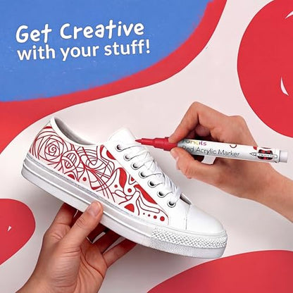 5 Red Paint Pens - Permanent Marker for Rock Painting, Wood, Tire - color: Red
