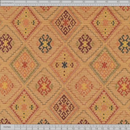 Kilim Pattern Upholstery Fabric Kilim Bohemian Boho Tapestry Tribal Southwestern Turkish Moroccan Mexican Ethnic Fabric by The Yard Meter (2 Yards (55" x 72")) - size: 2 Yards (55" x 72")