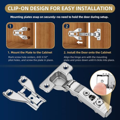 12 Pack 3/4" Overlay Soft Close Cabinet Hinges – 105° 3D Adjustable - style: 3/4" overlay