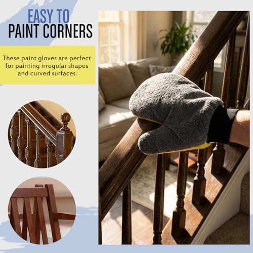 Paint Mitt Stain Gloves Reusable Microfiber - color: Gray,yellow