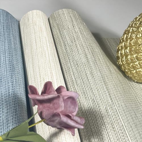 JiffDiff Grasscloth Wallpaper Peel and Stick Cream Grassweave Peel & Stick Wallpaper Textured Wallpaper Contact Paper 17.3"x118" - color: Beige, size: 17.3" x 118"