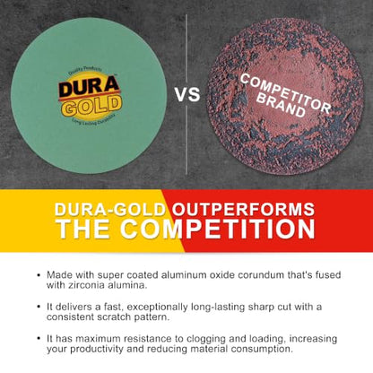 Dura-Gold 5" Green Film Sanding Discs, 150 Grit, Box of 50, Hook & Loop - size: 150-Grit