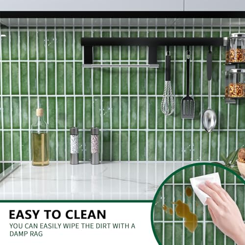 10-Sheet Marble Green Peel and Stick Backsplash Tile 10" x 8", Self Adhesive 3D Wall Tile Waterproof Stick On Tiles for Kitchen Bathroom Fireplace, Green Marble - color: Green Marble
