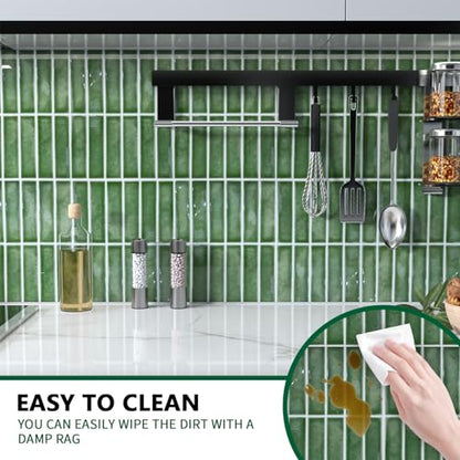10-Sheet Marble Green Peel and Stick Backsplash Tile 10" x 8", Self Adhesive 3D Wall Tile Waterproof Stick On Tiles for Kitchen Bathroom Fireplace, Green Marble - color: Green Marble