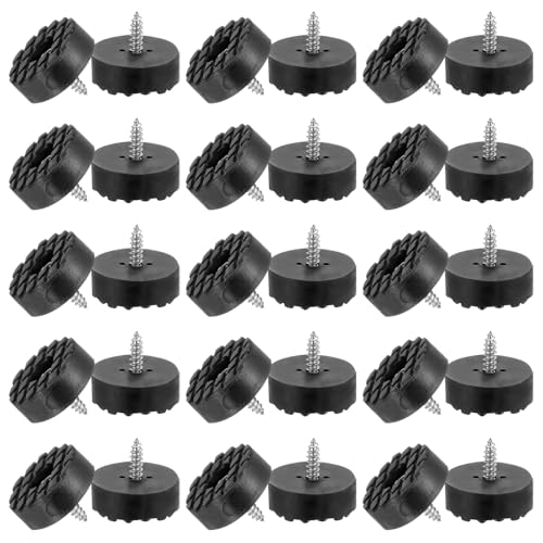 PATIKIL 0.9 Inch Screw-On Rubber Feet for Furniture, 32 Pcs Non Slip Furniture Pads Chair Glides Table Leg Protectors for Hardwood Floor Cutting Board Electronics, Black - color: Black, size: 0.9 Inch
