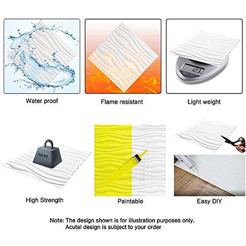 Art3d Decorative 3D Panels Textured Wall Design Board Pack of 12 Tiles 32 Sq Ft