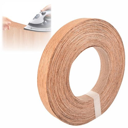 Red Oak Edge Banding,3/4 Inch x 50ft Roll Pre-Glued Iron On Wood Veneer Edging Banding Tape with Hot Melt Adhesive Flexible Edge Band for DIY & Professional Projects - color: Red Oak Wood, size: 3/4 Inch x 50 ft