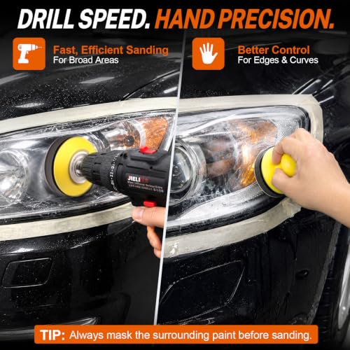 3 Inch Headlight Restoration Sanding Kit with Drill Adapter for Car - size: 3 Inch