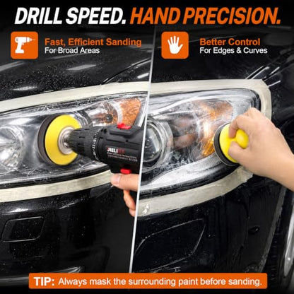 3 Inch Headlight Restoration Sanding Kit with Drill Adapter for Car - size: 3 Inch