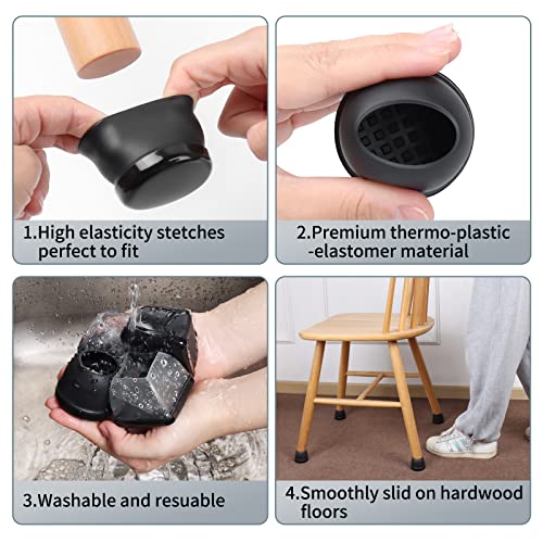 Ezprotekt Chair Sliders for Carpet Furniture Pads Glides for Chair Table - size: Black-XL