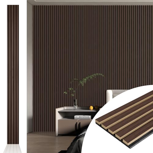Art3d 4pcs-107 x 8in Slat Acoustic Panel for Wall and Ceiling, 3D Fluted Sound Absorbing Panel with Wood Finish, Dark Walnut - color: Dark Walnut, size: 4pcs - 107＊8in.
