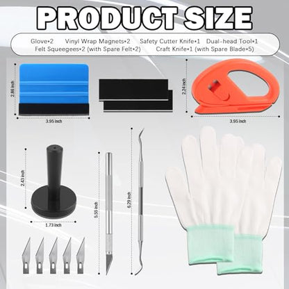 New Car Vinyl Wrap Tool Kit,Essential Car Wrap Kit for Vehicle Vinyl Wrapping Projects,Portable Cars Vinyls Wraps Kits with Vinyls Wraps Magnets/Felt Squeegee/Gloves