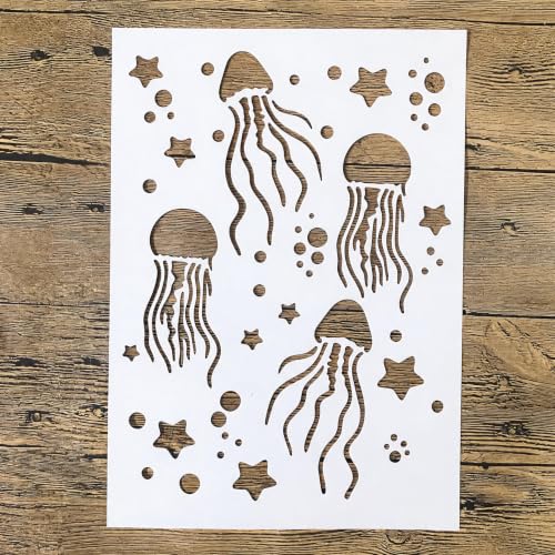 TIAMECH A4 Reusable Jellyfish Star Stencil for Painting - color: Jellyfish Star